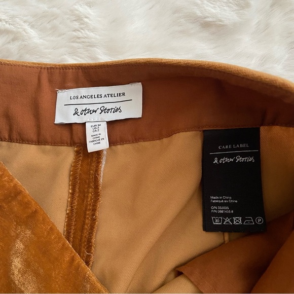 & OTHER STORIES High Waisted Velvet Trousers Burnt Orange - Picture 7 of 8